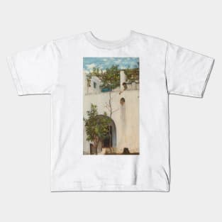 Lady on a Balcony, Capri by John William Waterhouse Kids T-Shirt